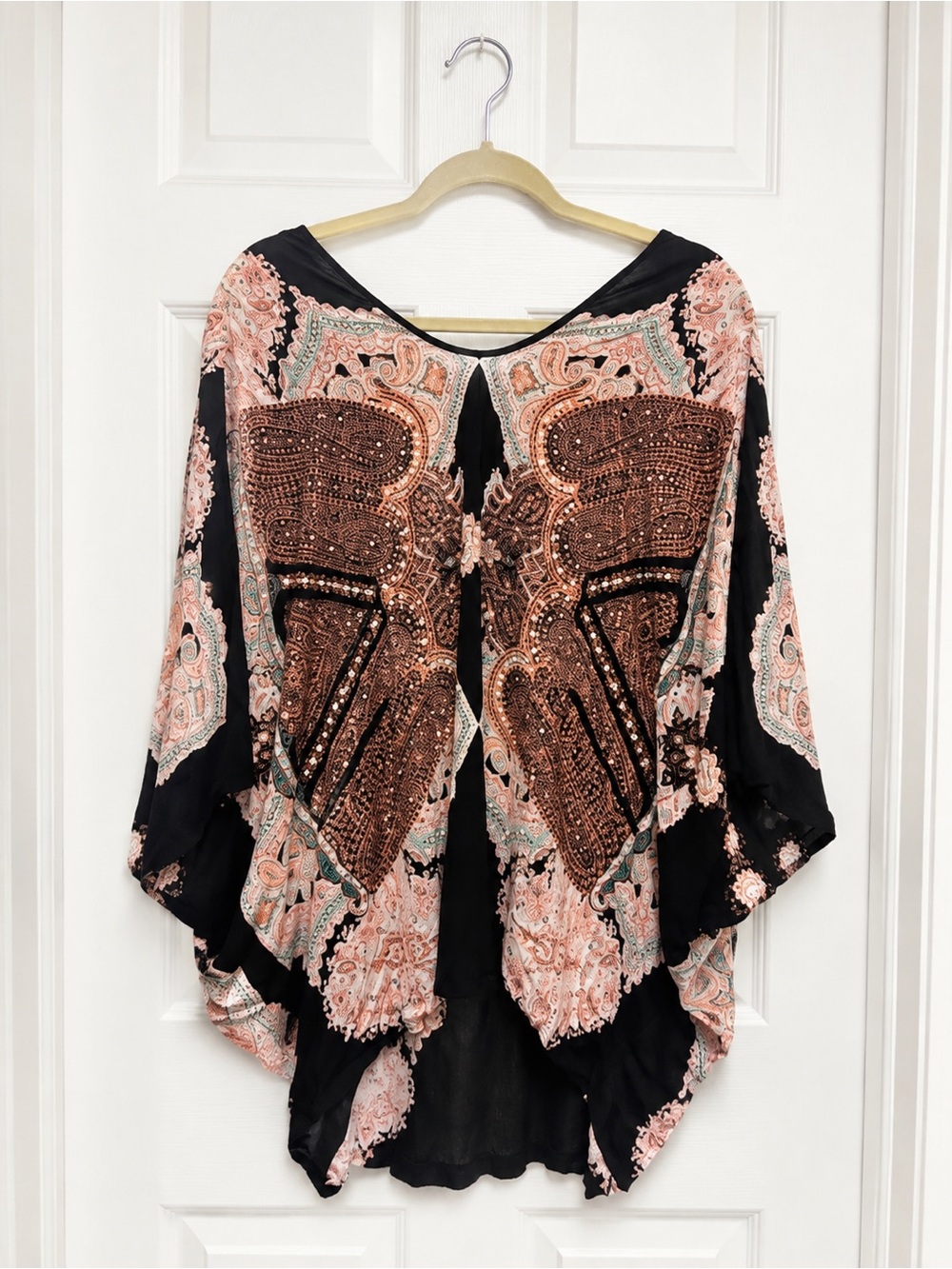 Victoria’s Secret, Black and Pink Bling, Butterfly Cover-Up Tunic, Size XS